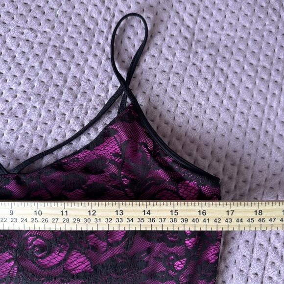 BOSTON PAPER Y2K Lace Camisole Tank Top Black Pink Floral Medium Sexy Chic - Picture 3 of 6